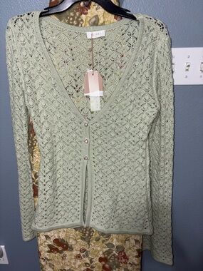 Meshki ‘Murphy’ Long Sleeve Knit Shell Button Cardigan Size Medium